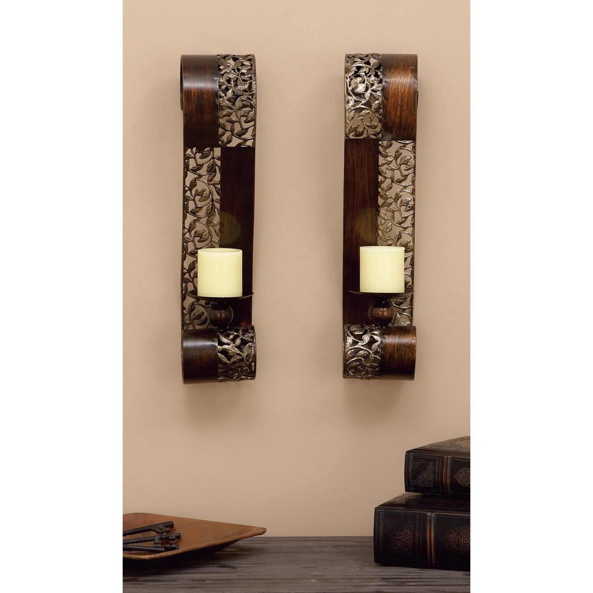 20" Brown Metal Traditional Wall Sconce, 2ct.